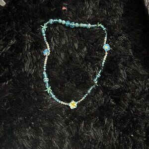Handmade tropical glass bead necklace